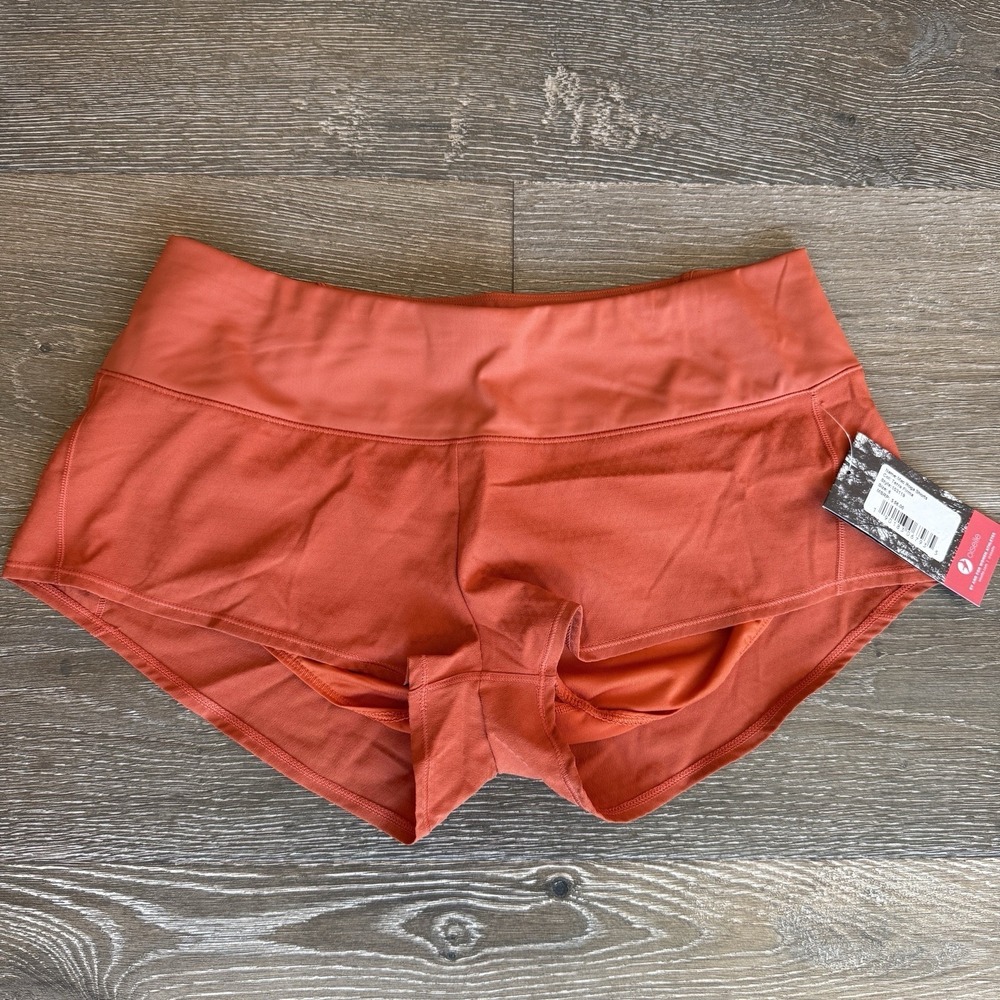 Oiselle Mac Roga Shorts Size 6‎ Orange Lightweight Running Zip Pocket 2" Inseam